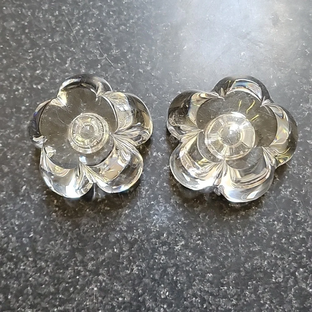 Daum Pair of Crystal Candleholders France 20th Century Signed Art Rare New